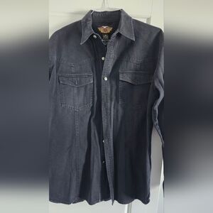 Harley-Davidson Denim Long Sleeve Button Down Shirt Size XL Black Back Logo